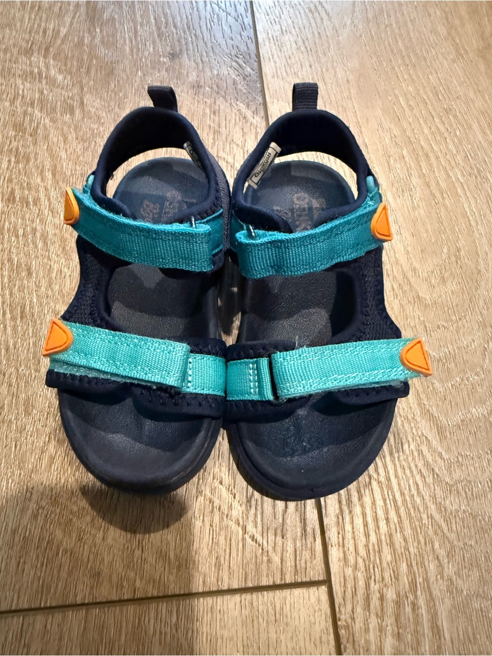 Oshkosh B’gosh Toddler Navy and Teal Adjustable Strap Sandals Size 7